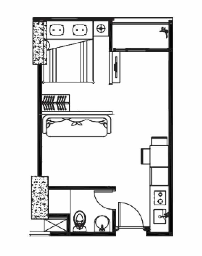 Denah Unit Apartemen Tipe 1 Bedroom Plus 1