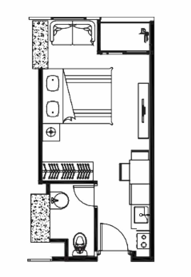 Denah Unit Apartemen Tipe Studio