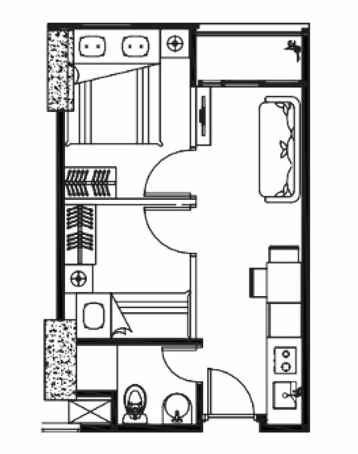 Denah Unit Apartemen Unit 2 Bedroom Standard